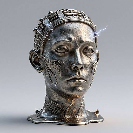 3D Render Melted Human Head Sculpture