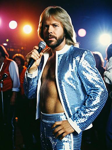 Man in ABBA Disco Outfit Singing