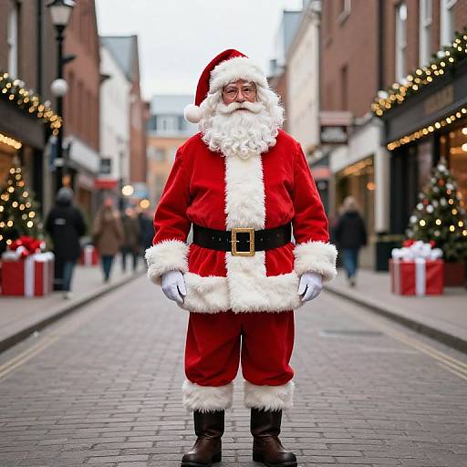 Classic Santa in Festive City Street