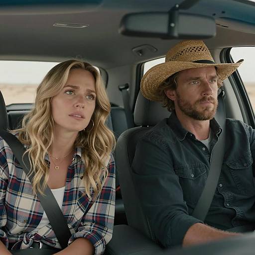 Couple in Car with Desert Backdrop