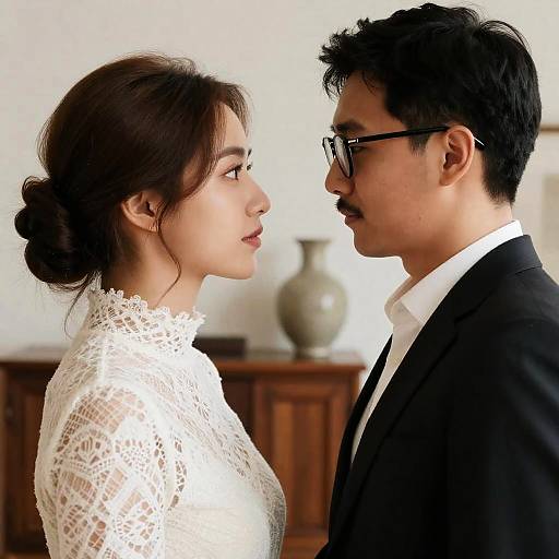 Intimate Close-Up of Couple in Profile