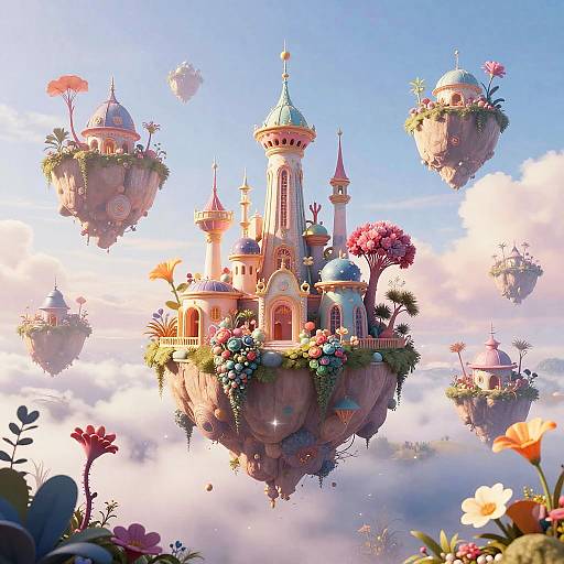 Dreamy Surreal Floating Island Landscape