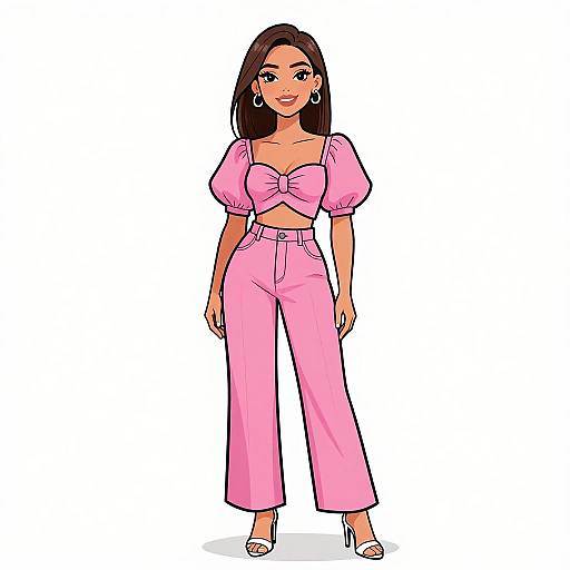 Chic Woman in Rose Pink Outfit