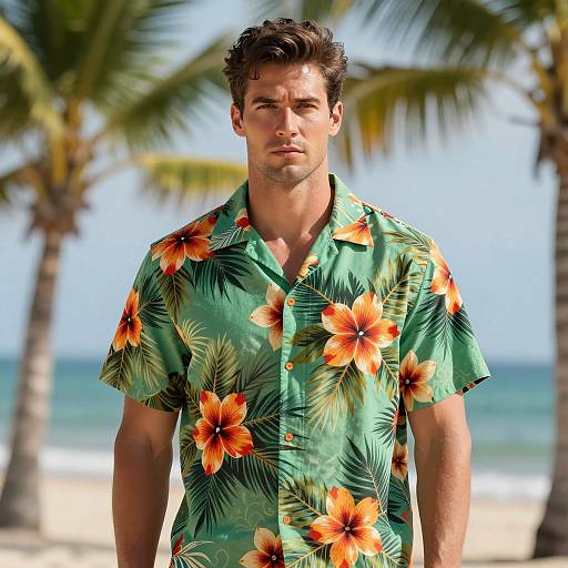 Handsome Man in Tropical Shirt Portrait
