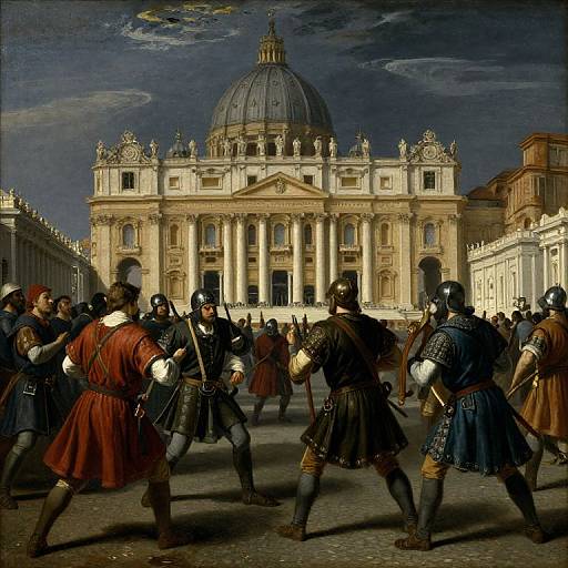 Vikings Assaulting Vatican in Rembrandt Style