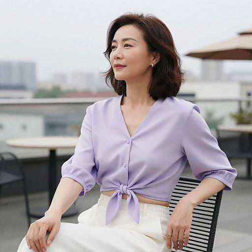 Elegant Woman on Artistic Rooftop