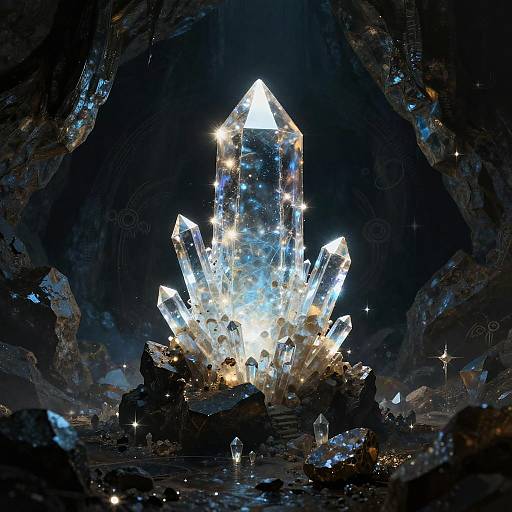 Glowing Crystalline Entity in Cavern