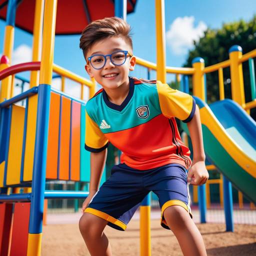 Stylish Boy in Vibrant Playground Scene