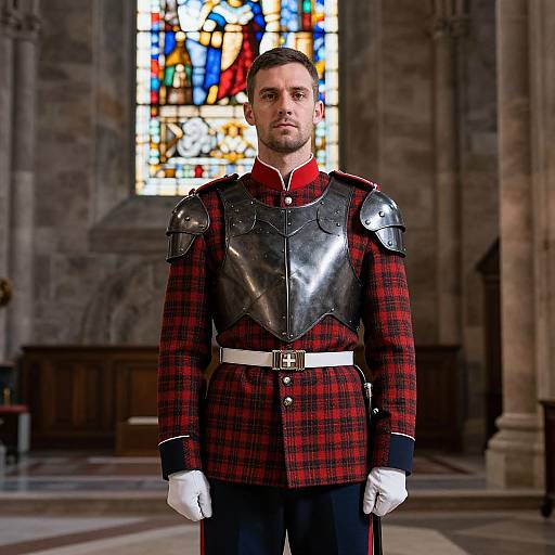 Modern Swiss Guard in Dramatic Church