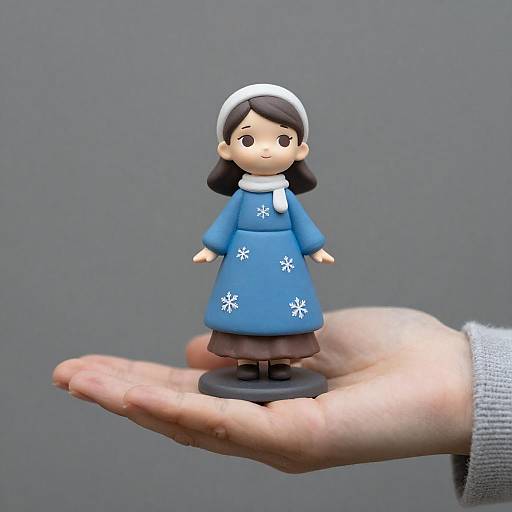 Gentle Figurine in Hand with Blue Dress