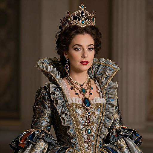 Regal Woman in Vintage High-Fashion Costume