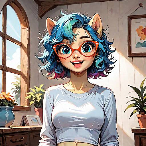 Cheerful Anthro Pony in Cozy Home