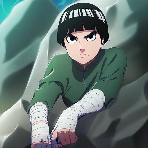 Illustration of Rock lee, naruto (series) in the style of Makicha (sasurainopink)