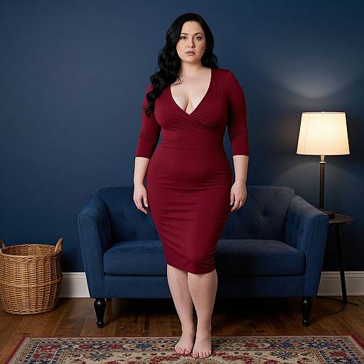 Curvy Woman in Elegant Red Dress