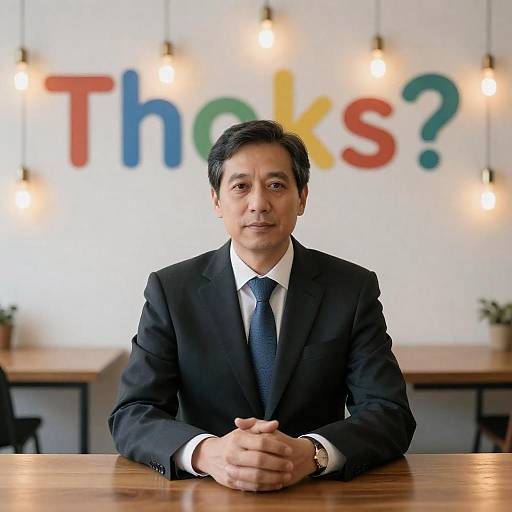 Thoughtful Man in Suit at Table
