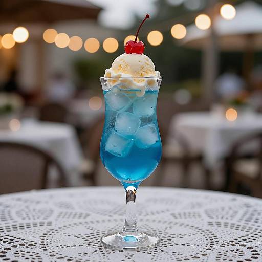 Blue Ice Cream Cocktail with Cherry
