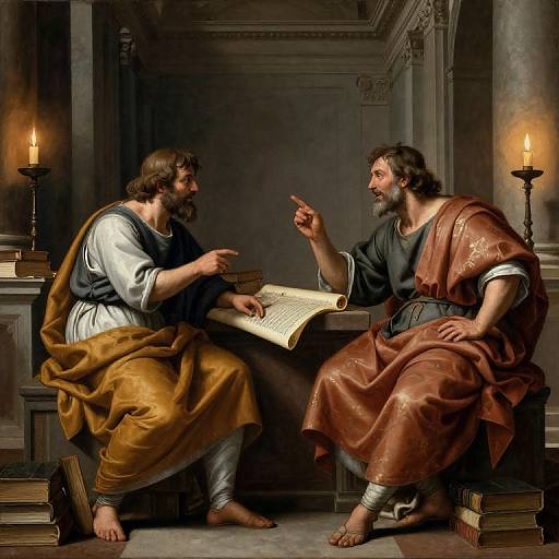 Ancient Philosophical Debate Scene