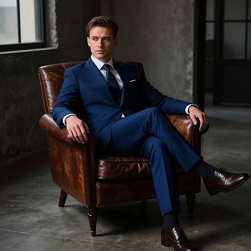 Creative Portrait of Groom in Navy Suit