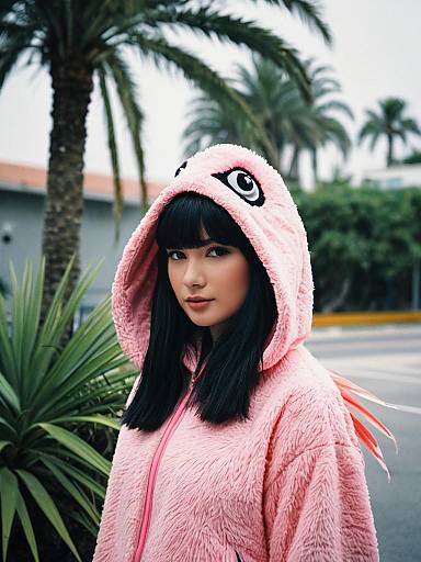 Realistic Flamingo Costume Outdoors