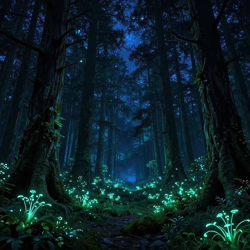 Bioluminescent Spruce Forest Glade