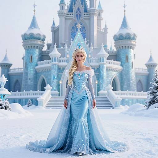 Regal Woman in Icy Blue Gown