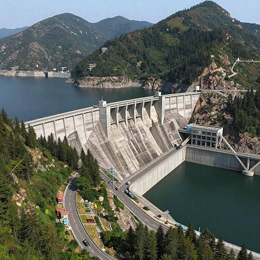 Vector Overhead View of Hydroelectric Dam
