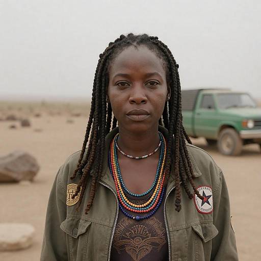 Desert Portrait of Woman with Dreadlocks