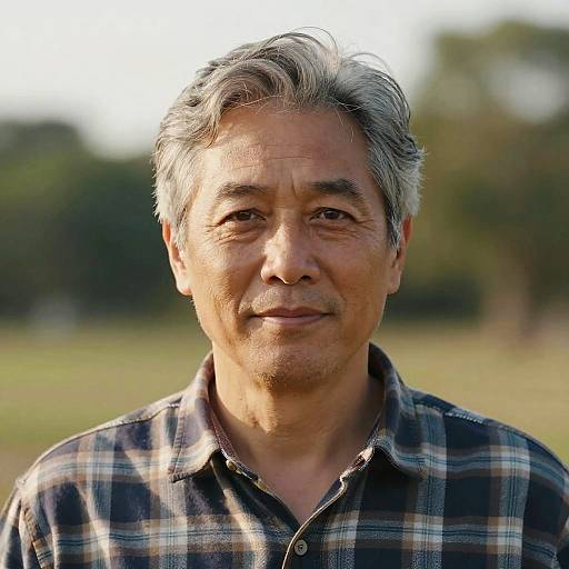 Confident Mature Man in Plaid Shirt