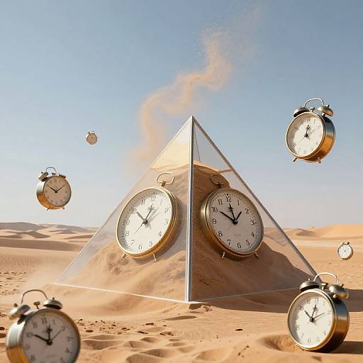 Surreal Transparent Pyramid Over Desert