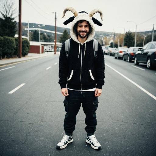 Playful Man in Lamb Costume