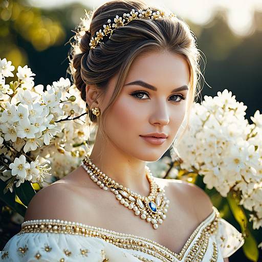 Elegant Woman with Mogra Flower Hairstyle