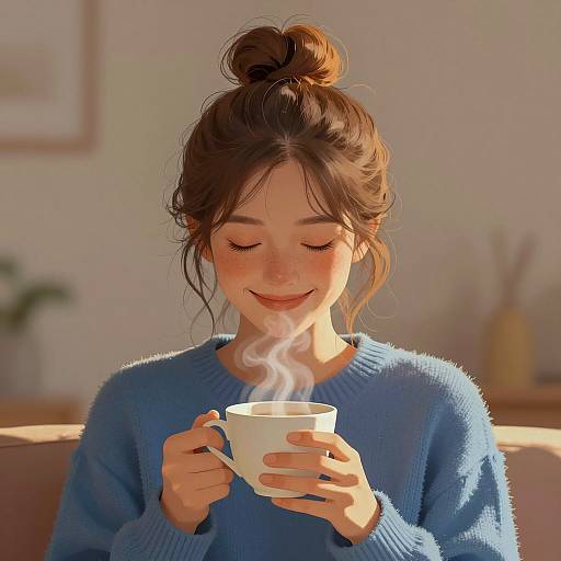 Woman Enjoying Hot Beverage
