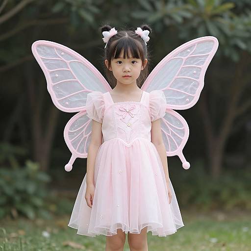Girl in Pink Butterfly Fairy Costume