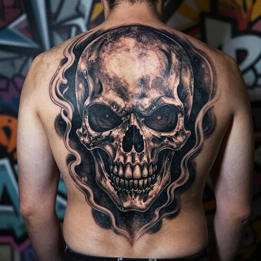 Fierce Gangster Skull Back Tattoo