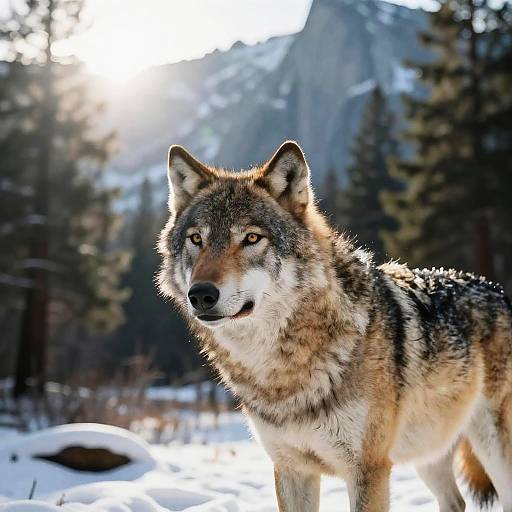 Cinematic Wolf Close-Up in Yosemite
