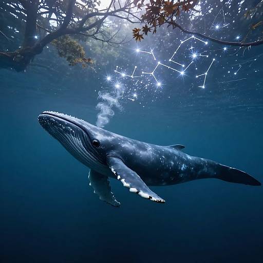 Ethereal Whale in Luminous Forest