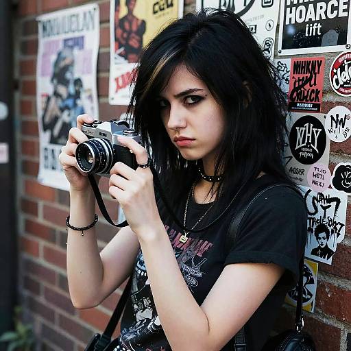 Emo Girl with Vintage Camera