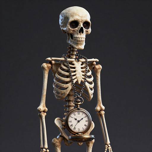 Lanky Skeleton with Antique Pocket Watch