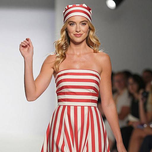 Blonde Woman in Striped Dress