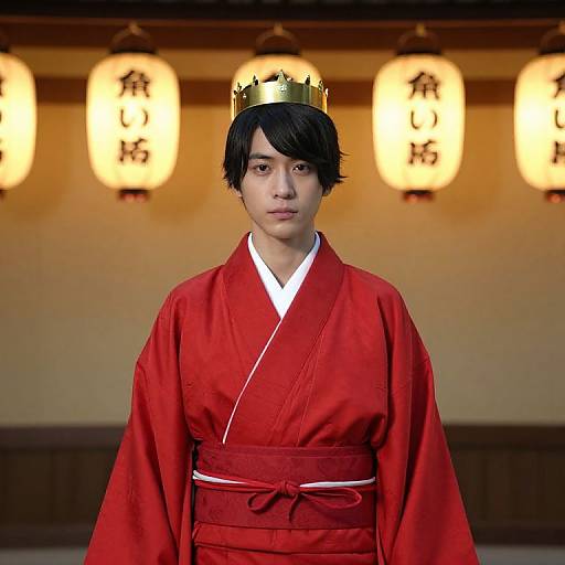 Person in Red Kimono with Crown