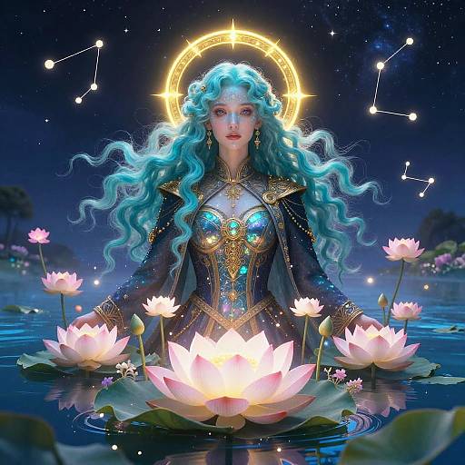 Surreal Mystical Healer in Cosmic Garden