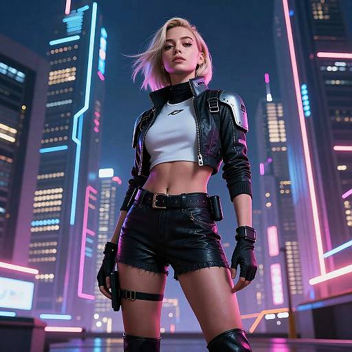 Angela Musk in Neon Cyberpunk City