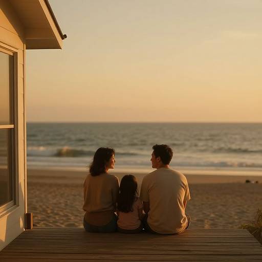 Serene Father Daughter Beach Moment