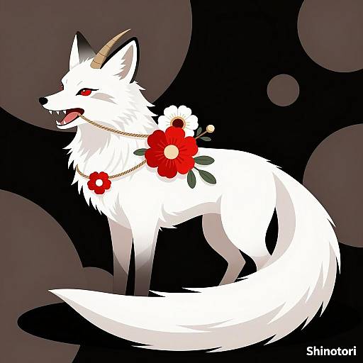 Mythical Fox with Horn and Jewelry