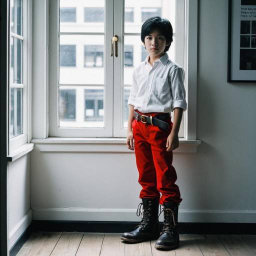 Young Boy in White Shirt and Red Pants