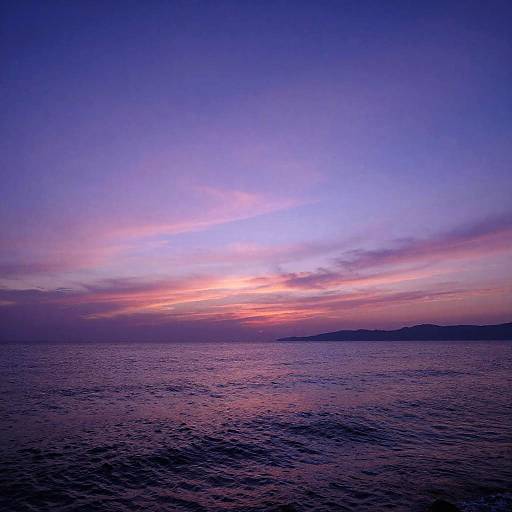 Purple Sunset Over Serene Ocean Horizon