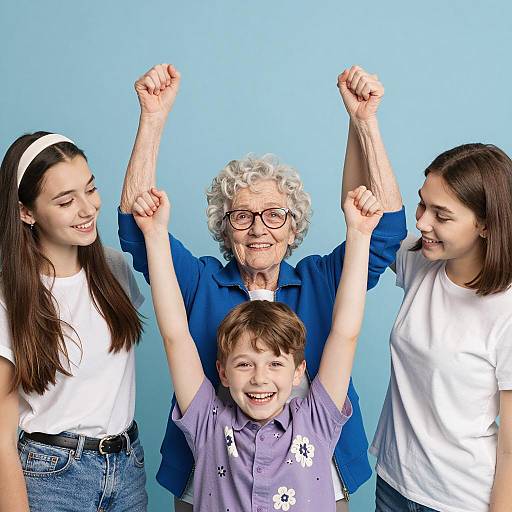 Joyful Family Moment in Light Blue