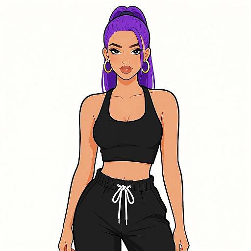 Stylish woman in black casual streetwear