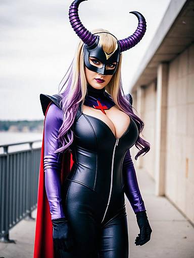 Lifestyle costume photo of Mount lady. Cosplay clothes