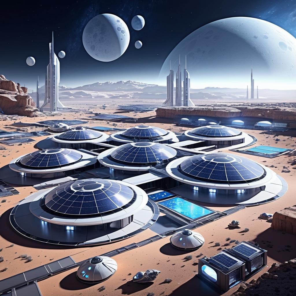 Futuristic Lunar Base with Solar Energy